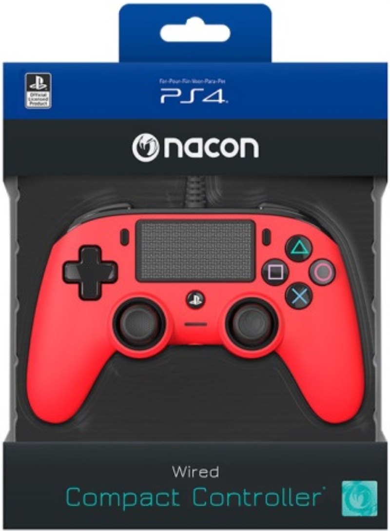 TECNOSHOP Controller Nacon Compact con cavo per Sony PS4 rosso